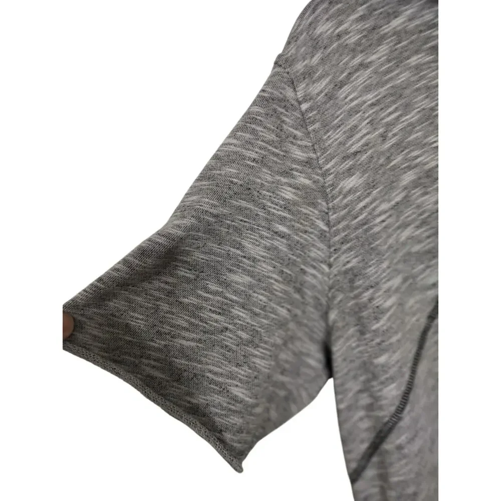 M1135). Adidas Men Gray Short Sleeve Cross Up Side Snaps Pullover Hoodie Medium